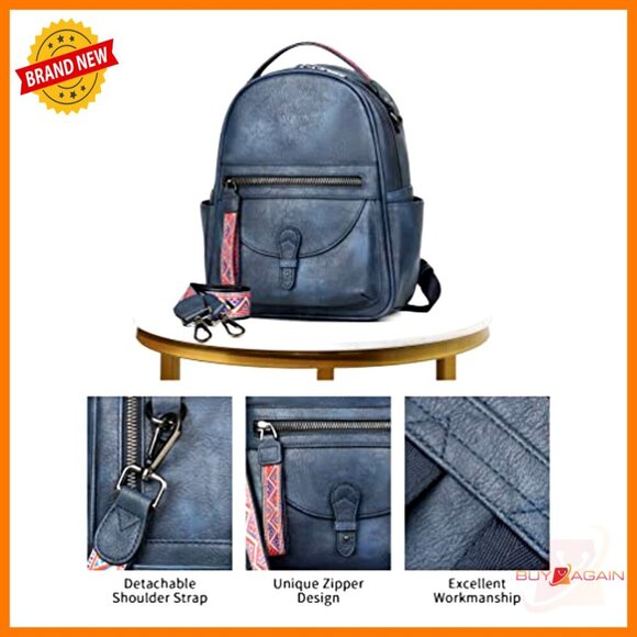 Mini Leather Backpack Purse for Women, Waterproof Shoulder Bag with Multiple main image 6